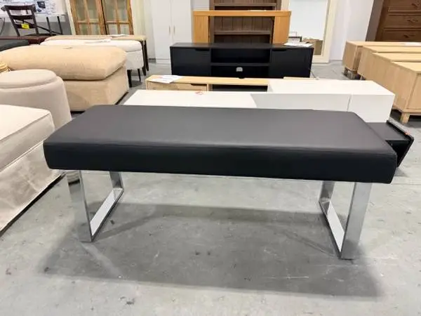 Modern 45 Black Dining Bench Backless Chrome Metal Legs Brand New