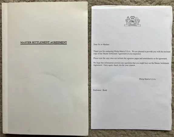 Tobacco Master Settlement Agreement (MSA) - Official Legal Document