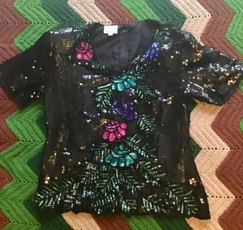Exquisite Vintage Sequined Woman’s Blouse Stenay