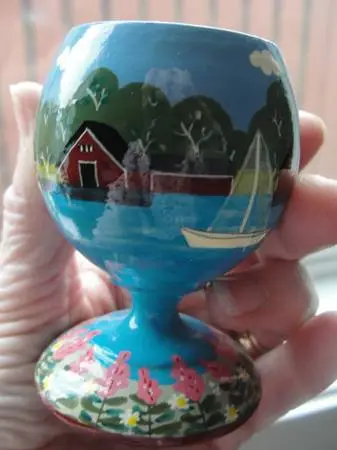 HAND-PAINTED EGG CUP FROM FINLAND