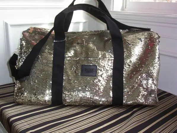Victorias Secret Gold large Sequin Duffle bag