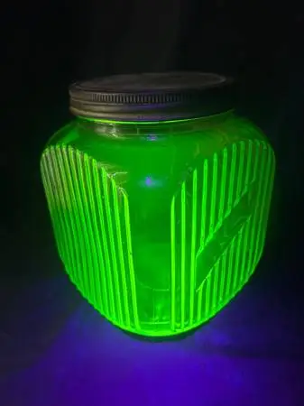 Antique Uranium Glass Cookie Jar