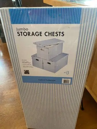 New, 3 Pack of new storage boxes with lids. larger size. All new