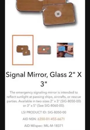 Army/Military/ Combat Rescue Emergency Signal Mirror