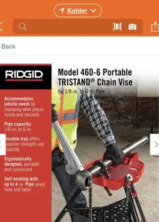 ridgid 1/8 to 6” tristand chain vise