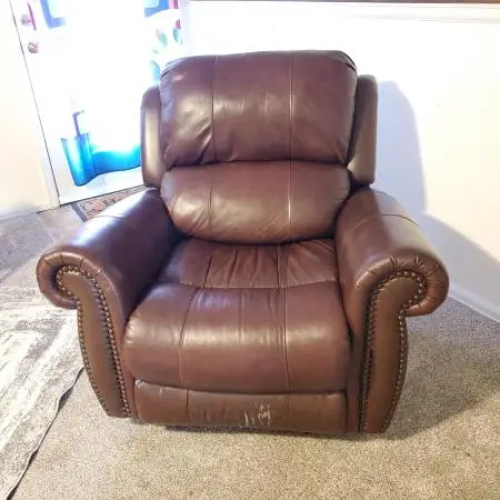 Rocking Recliner Chair Bonded Leather Brown Nursery