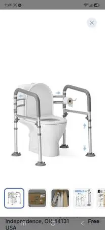 Loyoda Foldable Toilet Safety Rails for Seniors, Height & Width Adjustable