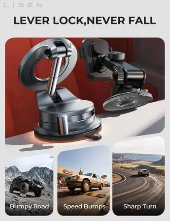 MagSafe Car Mount Strong Magnet & 90+LBS Suction] 360° Adjustable Vacu