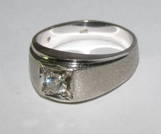 DIAMOND RING MENS 14K WHITE GOLD NICE 1/2 CT for a limited time