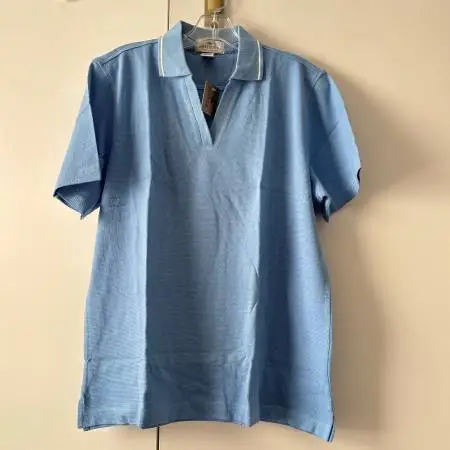 NWT Womens Antigua Light Blue Short Sleeve V-Neck Polo Shirt SZ Large