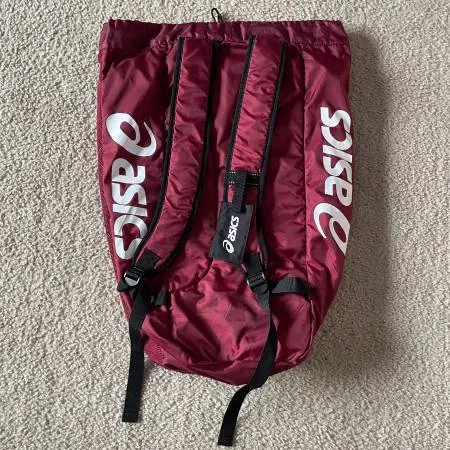 ASICS 2.0 Mesh Team Gear Bag Backpack - Maroon Gym Cinch Sack Wresting Swim