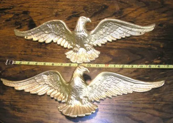 PAIR OF EAGLE ORNAMENTS OUTSIDE METAL