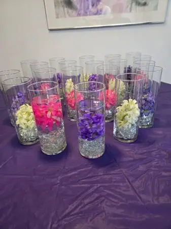 Twenty Vases with Glass Pebbles and Hyacinth Flowers each 4