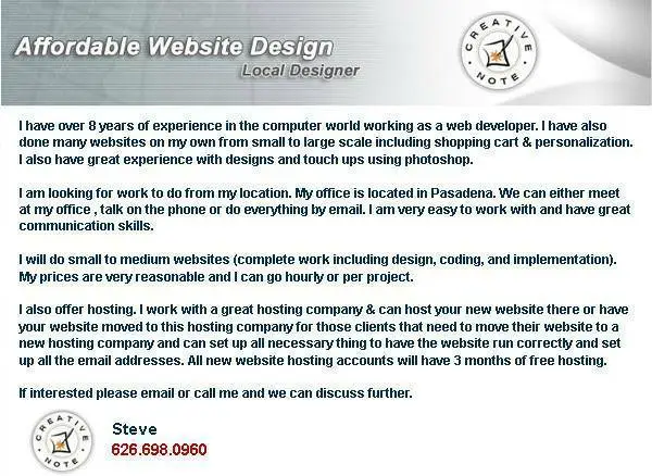 EXPERIENCED WEBSITE DESIGNER READY TO WORK.. great rates + LOCAL