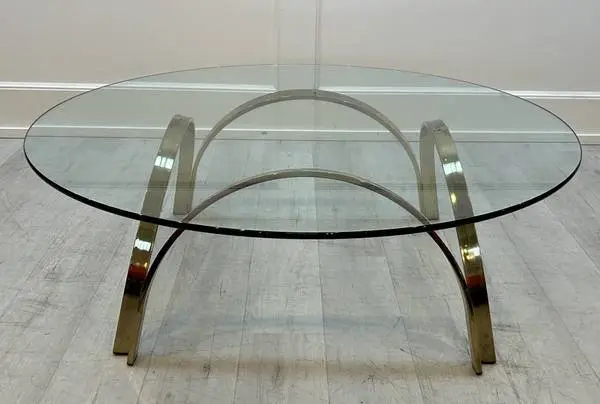 Modernist Brass and Glass Coffee Table by Roger Sprunger for Dunbar