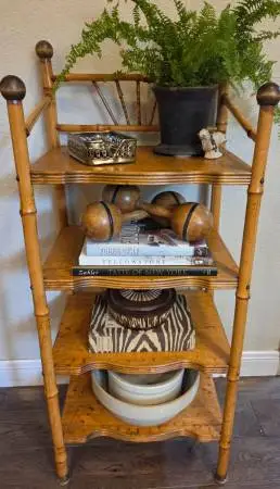 Antique English Scorched Bamboo Etagere/Stand