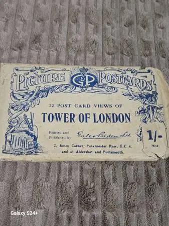 Vintage set of 12 postcards featuring views of the Tower of London