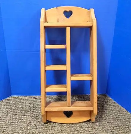 Vintage Wood Wall Shelf Shadow Cabinet with Cutout Hearts