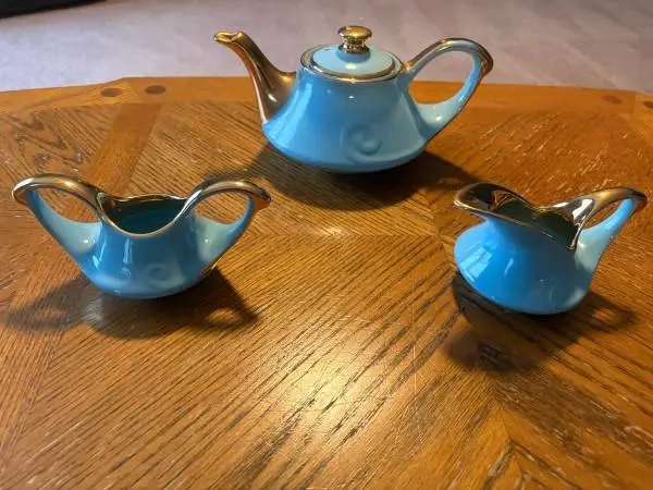 Pearl China Co. robins egg blue and 22k gold-trimmed Tea Set