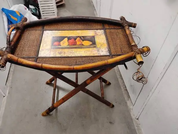Unique Bamboo Service Tray with Stand