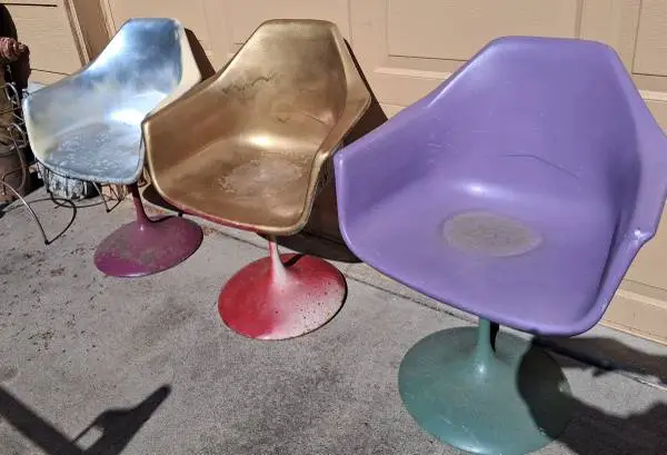 3 MCM Painted Shell Arm Chairs