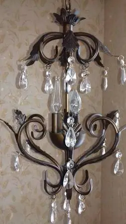 Elegant Crystal and Iron Chandelier