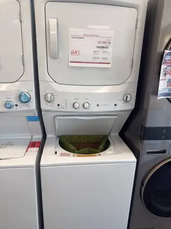 GE 27 in. Unitized Spacemaker Washer & Gas Dryer Center - White - $999 (MSRP $1,