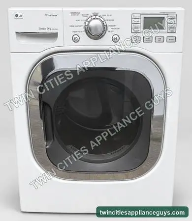 LG 7.4 Cu Ft Gas SteamDryer, Stainless Drum & Rack — White — $200