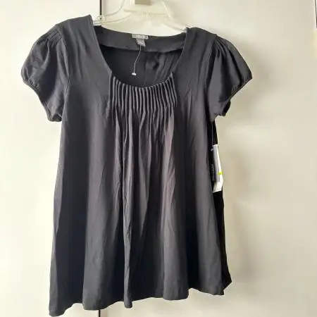 NWT Kenneth Cole Reaction Size M Black Cap Sleeve Tunic Shirt Top