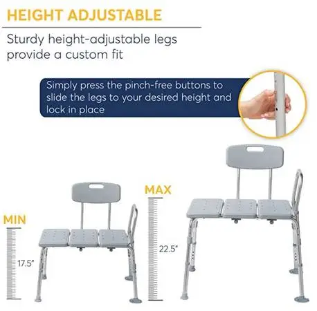 Like new adjustable height heavy duty tub/shower transfer bench chair
