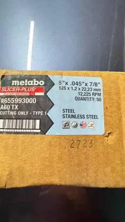 50 (full case) METABO 5” Metal Cutting Blades