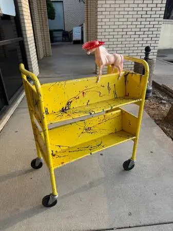 Custom Painted Rolling Book Cart