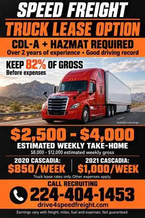CDL-A Hazmat Truck Driver - Truck Lease Option