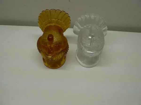 2 Vintage Glass Turkey Containers