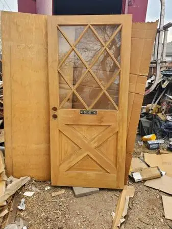 Farmhouse style, diamond glass top exterior door