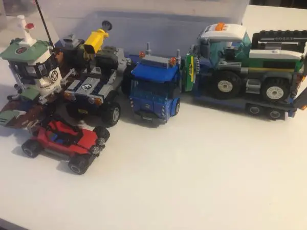Lego City Harvester Truck, Diving Boat & Jurassic World Net Car Bundle; Lego Toy