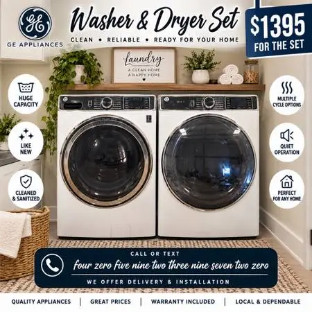 ⭐ LIKE NEW GE FRONT LOAD WASHER & DRYER SET — HUGE CAPACITY ⭐
