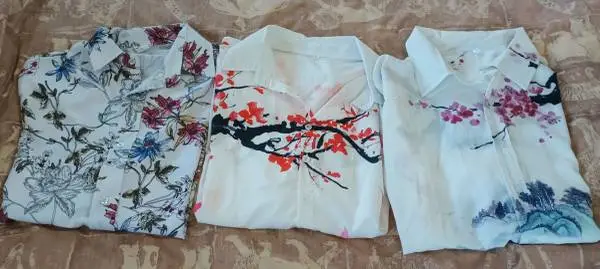 3 NEW Mens Large Womens 2XL Graphic Short Sleeve Button Down Shirts