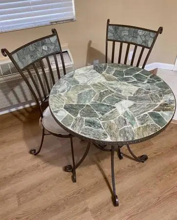 MOSAIC WROUGHT IRON BISTRO TABLE & CHAIRS