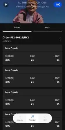 Ed Sheeran Loop Tour Saturday Tickets (4 together)