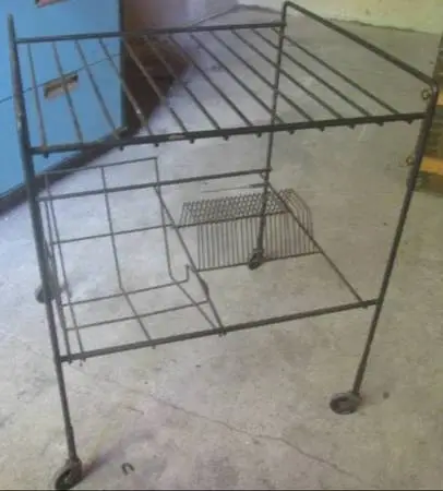 MCM Vinyl LP Record Player Album Storage Rack on wheels.