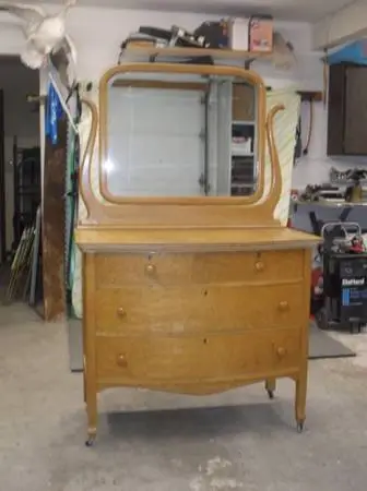 vintage birds eye maple dresser with mirror