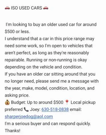 ISO Used Cars