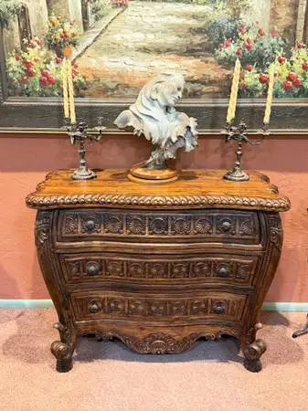 Jason Scott Cadillac Bombé Chest A Masterpiece in Hand Carved Solid Te