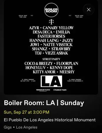 BOILER ROOM LA 9/27/26 - 3 TICKETS