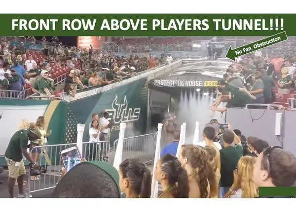 2 TICKETS SOUTH FLORIDA BULLS 2026 - FRONT ROW LOWER CORNER AISLE!