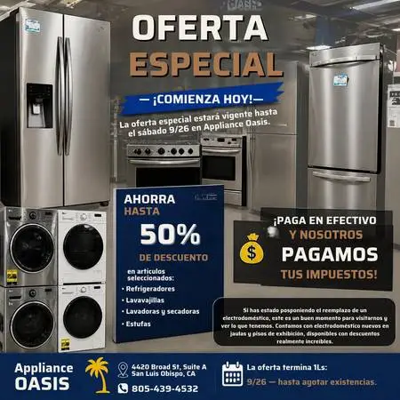 Appliance Oasis🚨 ¡VENTA RELÁMPAGO — ¡COMIENZA HOY! 🚨
