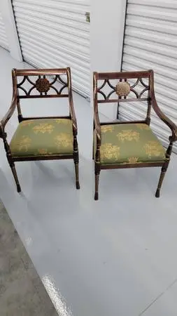 French Chairs with Silk Covered Cushion
