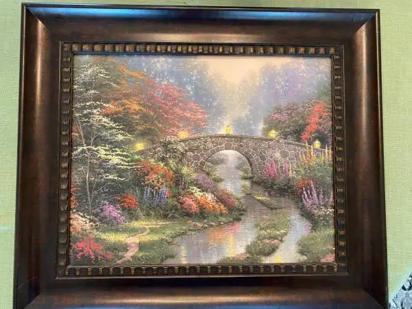 Thomas Kinkade Stillwater Bridge Hand Brushstroke Vignette Painting