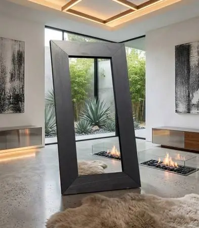 IKEA Full-Length Black Rectangular Floor & Wall Mirror – Modern